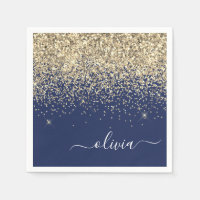 Gold Navy Blue Girl Parties scintillant étincelant