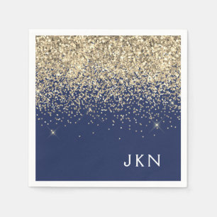 Serviette En Papier Gold Navy Blue Girl Parties scintillant étincelant