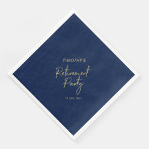 Gold & Navy Blue Modern Retirement Party