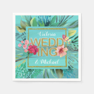 Serviette En Papier Gold Ocean Breeze floral Tropical Napkins