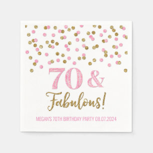 Serviette En Papier Gold Pink Confetti 70 & Fabuleux