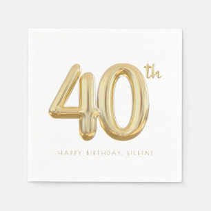Serviette En Papier Gold Quarty 40e anniversaire Balloon Party