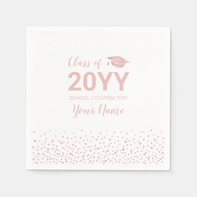 Serviette En Papier Gold rose Confetti Modern Graduation Party (Devant)