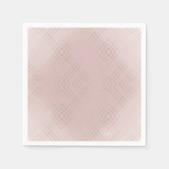 Serviette En Papier Gold Rose Elegance Diamond Geo Déco Mariage (Devant)