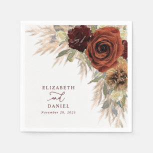 Serviette En Papier Gold Rustique Floral Pampas Grass Mariage