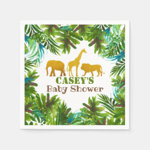 Serviette En Papier Gold Safari Animaux Baby shower Napkin - Custom
