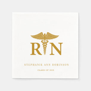 Serviette En Papier Gold Script 2025 Nurse Graduation Party