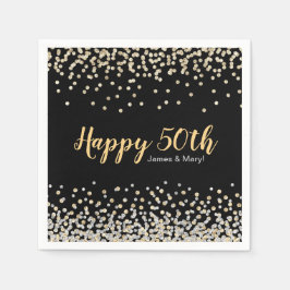 Serviette En Papier Gold Silver Confetti Personnalisé 50e anniversaire
