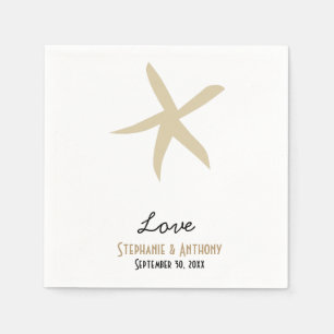 Serviette En Papier Gold Starfish Plage nautique Mariage Amour