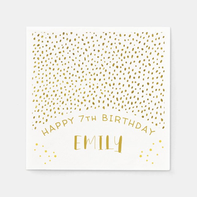 Serviette En Papier Gold Stars Faux Parties scintillant Anniversaire E (Devant)