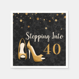 Serviette En Papier Gold Stepping dans 40 Fête d'anniversaire de la fe