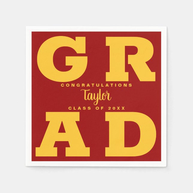 Serviette En Papier Gold sur Cardinal Red Bold Graduation Party (Devant)