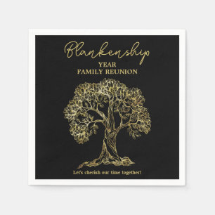 Serviette En Papier Gold Tree Family Reunion Party Essentiel
