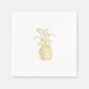 Serviette En Papier Gold Tropical Elegant Moderne Ananas Vintage