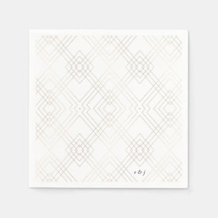 Serviette En Papier Gold White Elegance Diamond Geo Deco Mariage