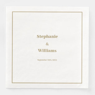 Serviette En Papier Gold White Elegant Mariage minimal moderne