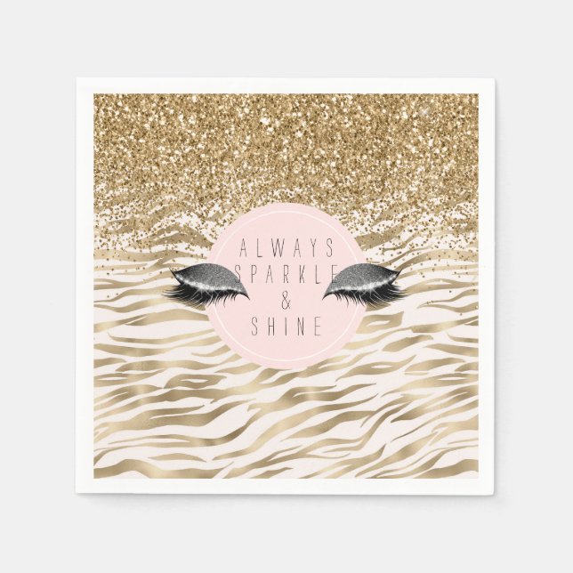 Serviette En Papier Gold Zebra Imprimer des yeux brillants (Devant)