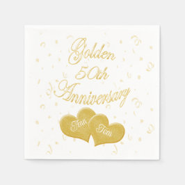Serviette En Papier Golden 50th Anniversary Customisé