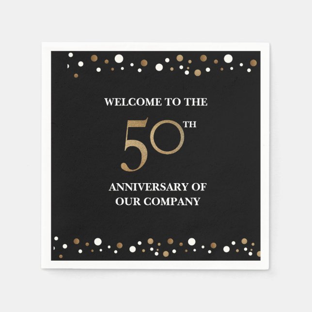 Serviette En Papier Golden 50th Company Anniversaire Confetti Gold (Devant)