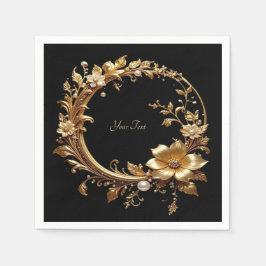 Serviette En Papier Golden Floral Ornate Frame