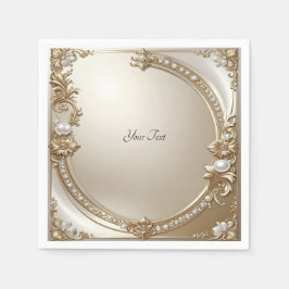 Serviette En Papier Golden Ornate Frame with Pearls