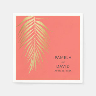 Serviette En Papier Golden Palm Frond moderne minimaliste Mariage