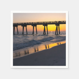 Serviette En Papier Golden Panama City Beach Sunset Réflexions Napkin