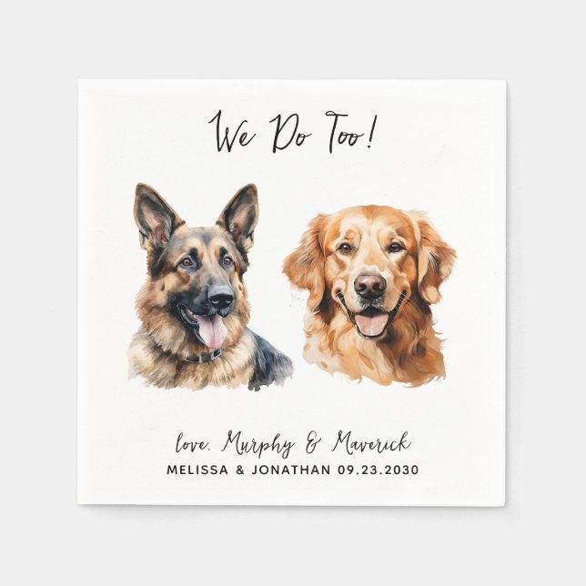 Serviette En Papier Golden Retriever Allemand Shepherd Mariage chien (Devant)