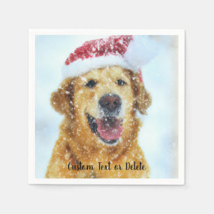 Serviette En Papier Golden Retriever avec Noël Santa hat Custom
