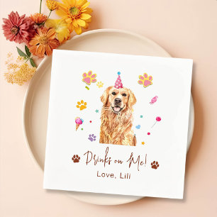 Serviette En Papier Golden Retriever Chien Boissons Personnalisées Sur