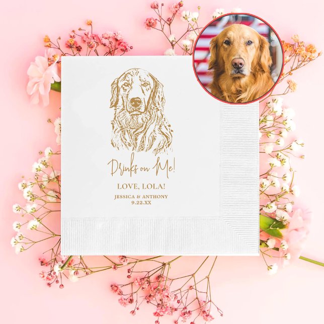 Serviette En Papier Golden Retriever Chien Boissons personnalisées sur (Créateur téléchargé)