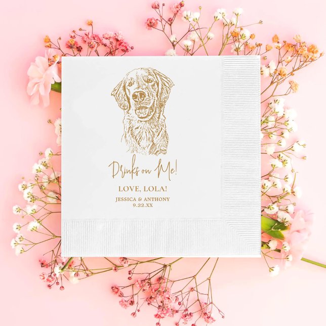 Serviette En Papier Golden Retriever Chien Boissons personnalisées sur (Créateur téléchargé)