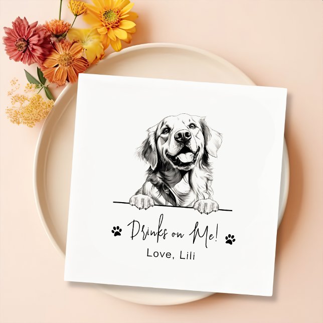 Serviette En Papier Golden Retriever Chien Boissons Personnalisées Sur (Créateur téléchargé)