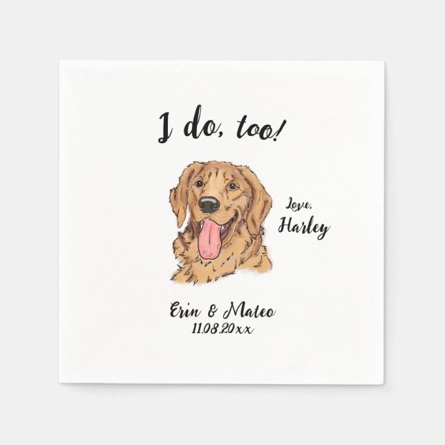 Serviette En Papier Golden Retriever Chien Mariage Cocktail Napkins (Devant)