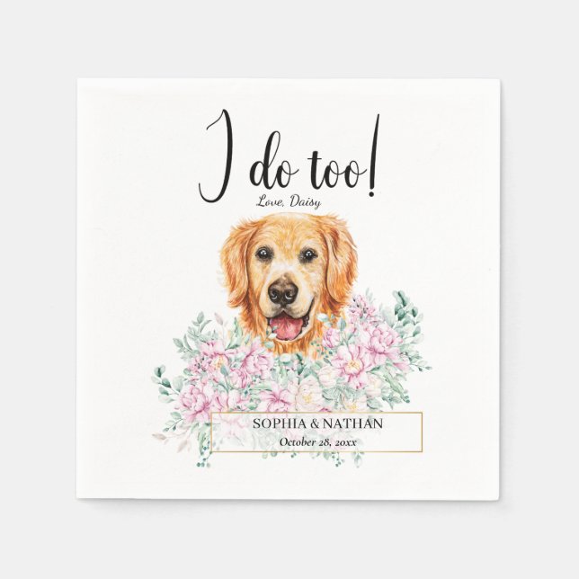 Serviette En Papier Golden Retriever Chien Mariage Cocktail Napkins (Devant)