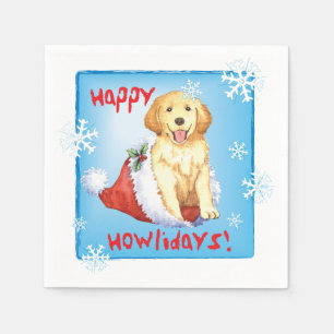Serviette En Papier Golden Retriever de Noël