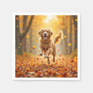 Serviette En Papier Golden Retriever En Automne Woods