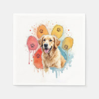 Golden Retriever en Empreinte de patte aquarelle