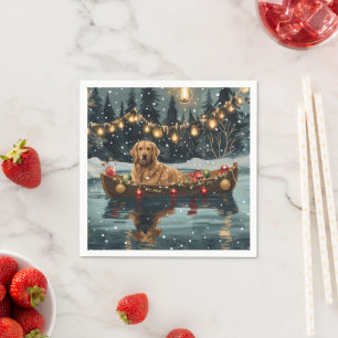 Serviette En Papier Golden Retriever Noël Festive Voyage