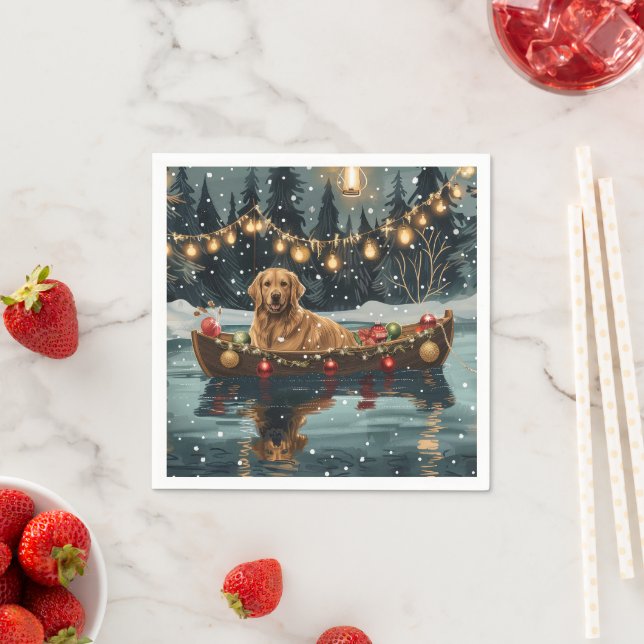Serviette En Papier Golden Retriever Noël Festive Voyage (En situation)