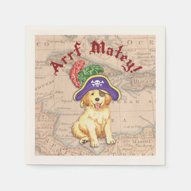 Serviette En Papier Golden Retriever Pirate (Devant)