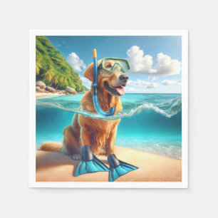Serviette En Papier Golden Retriever Scuba Diver