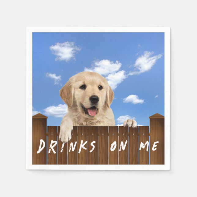 Serviette En Papier Golden Retriever sur une clôture (Devant)