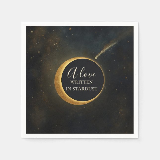 Serviette En Papier Golden Stardust Eclipse Mariage céleste (Devant)