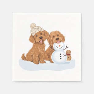 Serviette En Papier Goldendoodle Chien Bonhomme de Neige Vacances Hive