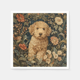 Serviette En Papier Goldendoodle Chiot dans William Morris Style Garde
