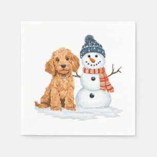 Serviette En Papier Goldendoodle d'hiver Chien Bonhomme de neige migno
