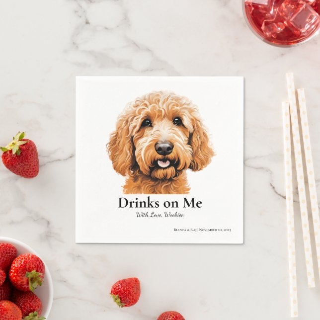Serviette En Papier Goldendoodle Napkin (En situation)