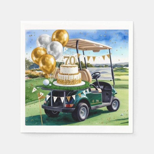 Serviette En Papier Golf 70e anniversaire pour golfeur (Devant)