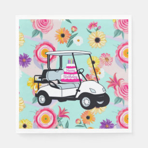 Serviette En Papier Golf Anniversaire Thématique avec voiturette de go